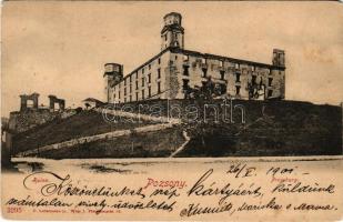 1901 Pozsony, Pressburg, Bratislava; várrom / Ruine / castle ruins (szakadások / tears)