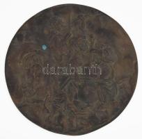 Mulatozók. Bronz fali dísztál, cca 19. sz. második fele, d: 29 cm