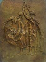 Fritz János (1947-): Mulatozók. Bronz plakett, jelzett, 30x22 cm