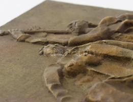 Fritz János (1947-): Mulatozók. Bronz plakett, jelzett, 30x22 cm