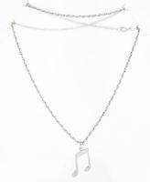 Ezüst (Ag) walles nyaklánc, hangjegy medállal, jelzett, h: 47 cm, 4,7g