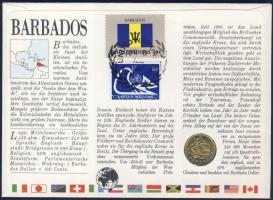Barbados 1982. 5c érmés, bélyeges borítékon + hátlapon elsőnapi bélyegzős ENSZ bélyegekkel, ismertet...