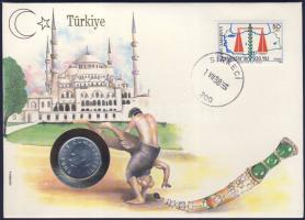 Törökország 1988. 10L érmés, bélyeges borítékon + hátlapon elsőnapi bélyegzős ENSZ bélyegekkel, ismertetővel T:1