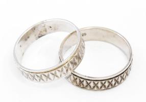 Ezüst (Ag) mintás karikagyűrű pár, jelzett, m: 49 és 51, 3,4g