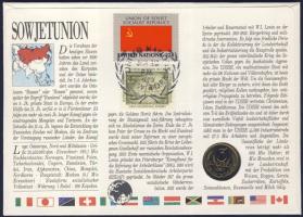 Szovjetunió 1987. 3k érmés, bélyeges borítékon + hátlapon elsőnapi bélyegzős ENSZ bélyegekkel, ismer...