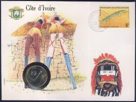 Elefántcsontpart 1987. 25Fr érmés, bélyeges borítékon + hátlapon elsőnapi bélyegzős ENSZ bélyeggel, ismertetővel T:1