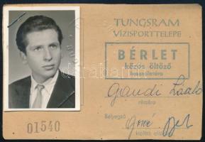 1958 Tungsram vízisporttelepe, közös öltöző használatára jogosító fényképes bérlet