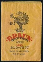 cca 1930-1940 Braun Testvérek R.T. finom teakeverék papírtasak, 11,5x8 cm