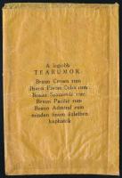 cca 1930-1940 Braun Testvérek R.T. finom teakeverék papírtasak, 11,5x8 cm