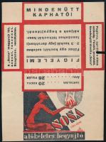 1933 Sona begyújtó hajtatlan papírdoboz, Krampusz ábrázolással, 18,5x14 cm