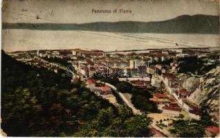 1916 Fiume, Rijeka; panorama / general view, seashore + "ZENSURIERT K.U.K. MILITäRZENSUR FIUME" (lyukak / pinholes)