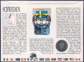 Svédország 1988. 1K érmés, bélyeges borítékon + hátlapon elsőnapi bélyegzős ENSZ bélyegekkel, ismert...