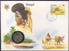 Szenegál 1987. 10Fr érmés, bélyeges borítékon + hátlapon elsőnapi bélyegzős ENSZ bélyegekkel, ismertetővel T:1
