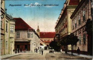 Nagyszombat, Tyrnau, Trnava; Szent János utca a szemináriummal / street, seminary (tear / szakadás)