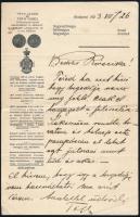 1923 Bp., Tóth János és Tóth Teréz művészhegedű-építők fejléces levélpapírjára írt levél, hegedű javítása tárgyában