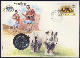 Sváziföld 1986. 20c érmés, bélyeges borítékon + hátlapon elsőnapi bélyegzős ENSZ bélyegekkel, ismertetővel T:1