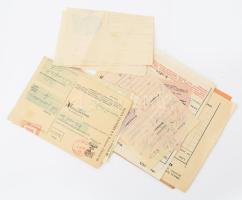1933-1948 Braun Testvérek R.T. Likőr- és Konyakgyár fejléces számlák, szállítólevelek, stb., összesen 13 db
