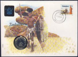 Zimbabwe 1987. 20c érmés, bélyeges borítékon + hátlapon elsőnapi bélyegzős ENSZ bélyegekkel, ismertetővel T:1
