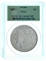 Amerikai Egyesült Államok 1887. 1$ Ag "Morgan" PCGS tokban, MS-63 értékeléssel T:AU,XF USA 1887. 1 Dollar Ag "Morgan" in PCGS case with MS-63 grading C:AU,XF Krause KM#110