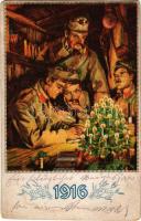 1916 Katonai karácsonyi üdvözlőlap. Portofrei! Hermes Druckerei / WWI military Christmas greetings card s: Offner (kopott sarkak / worn corners)