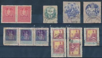 1891 5Ft + 10Ft illetékbélyegeket tartalmazó kis összeállítás stecklapon