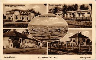 1942 Balatonfenyves, vasútállomás, Margitgyöngye szálloda, Kupa fogadó, Balaton, Mária penzió