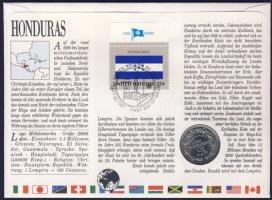 Honduras 1980. 10c érmés, bélyeges borítékon + hátlapon elsőnapi bélyegzős ENSZ bélyeggel, ismertető...