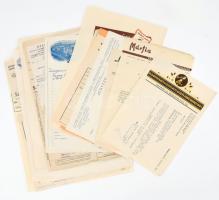 Vegyes fejléces számlák, reklámnyomtatványok, össz. 15 db