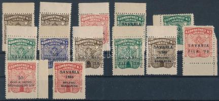 Szombathely bizonyítvány kiállítási díj bélyegek 1966 Bélyegkiállatás felülnyomással 13 db