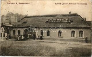 1914 Budapest I. Tabán, Albecker Antal veje Schreil Győző vendéglője, étterem, háttérben a Budai vár. Kereszt tér 4. - Schreil néni levele (r)