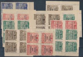 Szombathely bizonyítvány kiállítási díj bélyegek négyestömbökben 1966 Bélyegkiállatás felülnyomással 13 db