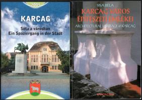 2 db Karcag helytörténeti és építészeti témájú kiadvány: Sisa Béla: Karcag város építészeti emlékei. Architectural relics of the town of Karcag. Karcag, 2000, Karcag Város Önkormányzata. Magyar és angol nyelven. 166 p. Fekete-fehér képekkel illusztrált. Kiadói papírkötés. + Kálmán Edit (szerk.): Karcag. Séta a városban. Ein Spaziergang in der Stadt. Karcag, 2005, Déryné Kultúrális és Ifjúsági Központ. Magyar és német nyelven. Színes képekkel illusztrált. Kiadói papírkötés