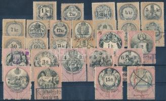 1881 Illetékbélyeg sor, majdnem teljes, nagy értékekkel 25 é