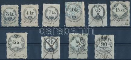 1866 Illetékbélyeg sor, kékes nyomat 10 é