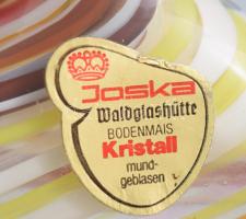 Joska csavart színezésű kristály parfümös üveg, réz dugórésszel, jelzett, m: 10 cm