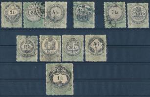 1869 Határőrvidék illetékbélyeg sor 11 é, benne 1Ft