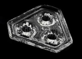 Skandináv háromhelyes design gyertyatartó, jelzés nélkül, hibátlan, 17x17 cm