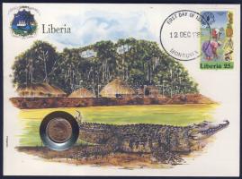 Libéria 1972. 1c érmés, bélyeges borítékon elsőnapi bélyegzővel, hátlapi ismertetővel T:1