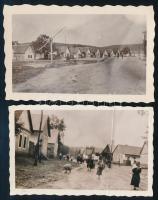 1929 Eger környéki települések főutcái, 2 db fotó, a hátoldalon feliratozva, 9x5,5 cm körül