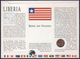 Libéria 1972. 1c érmés, bélyeges borítékon elsőnapi bélyegzővel, hátlapi ismertetővel T:1