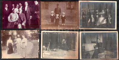 cca 1910-1930 Katonatiszteket, hölgyeket, társaságokat ábrázoló felvételek, 12 db fotó, 9x12 cm