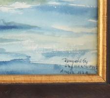 Komjáti-Wanyerka Gyula (1894-1958): Felhős tenger, Anglia 1938. Akvarell, papír, jelzett. Üvegezett ...