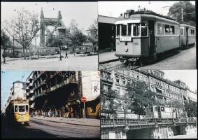 Budapesti villamosok, 3 db fekete-fehér + 1 db színes fotó, még nem publikált, utólagos nagyítások, 10×15 cm