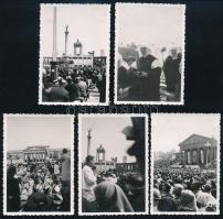 1938 Budapest, Hősök tere, Eucharisztikus Világkongresszus, 5 db fotó, 9x6 cm