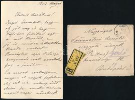 1910 Mednyánszky László (1852-1919) festőművész autográf levele dr. Löwenstein Arnoldnak a Pallas Irodalmi Rt, igazgatójának. A levélben említést tesz Feszty Árpádról, akiről pozitívan ír (jó és minden tekintetben kiváló ember)valamint arról ír, hogy munkakedve napról-napra növekszik. A levelet Pinselschweinként (Bojtosfülű disznó -Pinselohrschwein) írja alá. három beírt oldal és boríték