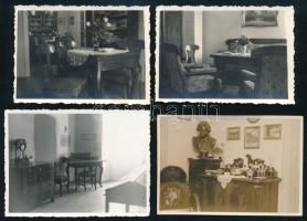 cca 1920-1940 Régi szobabelsők, enteriőrök, 4 db fotó, 6x8,5 cm körül