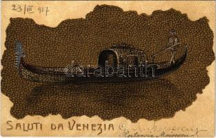 1907 Venezia, Venise, Venice; Saluti da Venezia / greetings art postcard. Emb. litho