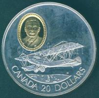 Kanada 1992. 20$ "Repülés" Ag bicolor emlékpénz T:exPP