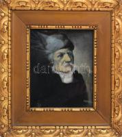 Smola István (?-?), működött 1910-15 körül Budapesten: Portré. Olaj, vászon, jelzett. Üvegezett, dekoratív, sarkaiban és éleinél kissé sérült fakeretben, 25×21 cm