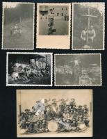cca 1934-1941 Cserkészeket ábrázoló fotók, 6 db, többségük feliratozva, változó állapotban, 6x8,5 cm és 8,5x14 cm